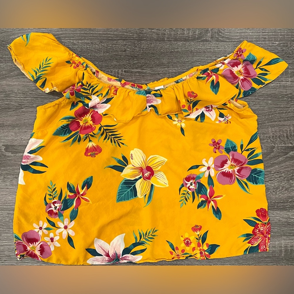 Old Navy Yellow Floral Off-Shoulder Top | Size XL